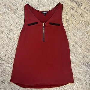 Express Blouse - Deep Red - Sleeveless with Zipper